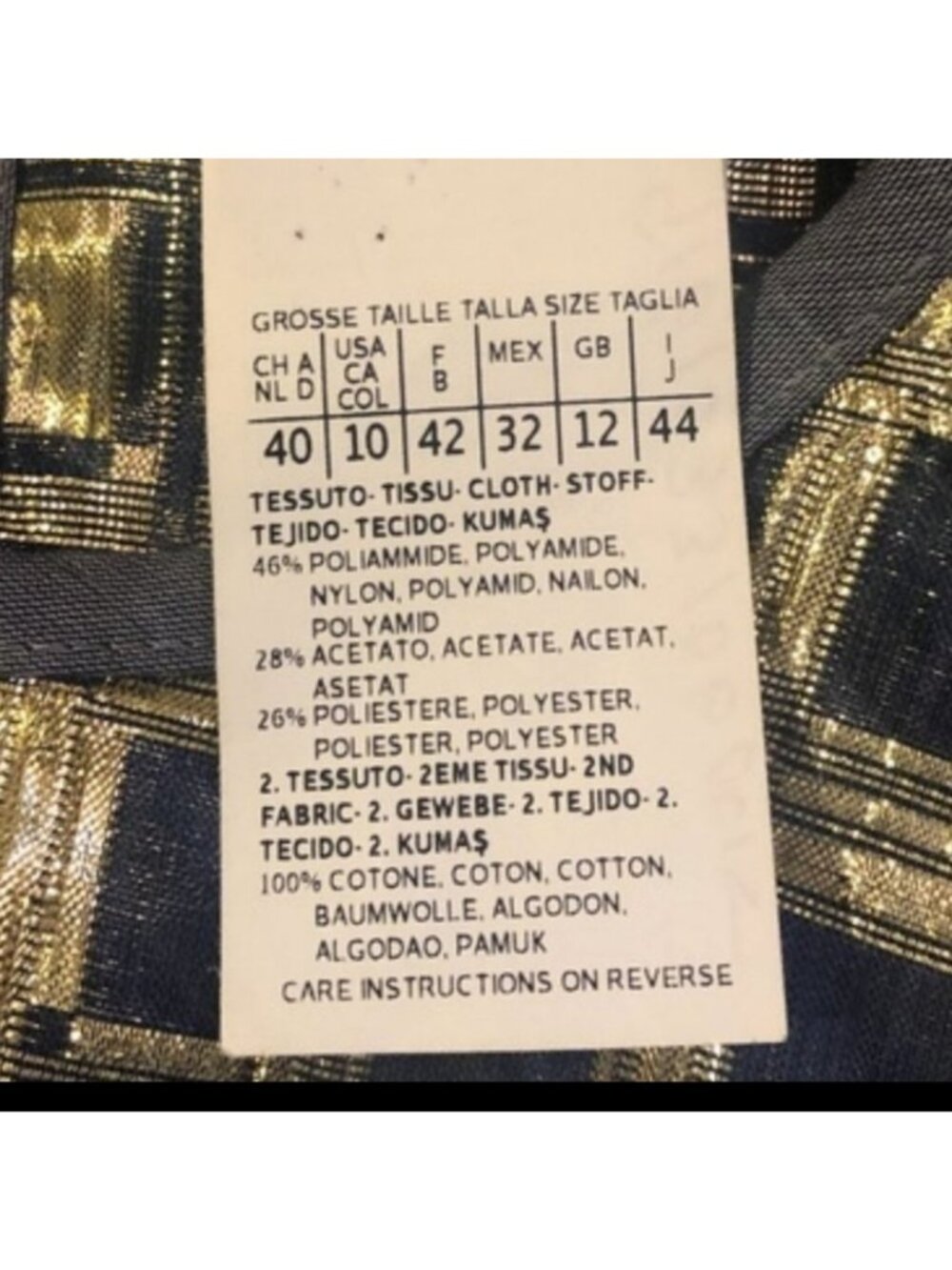 MaxMara Plaid Sleeveless Top - Size 10 - Plaid, Gold, blue - Picture 6 of 8